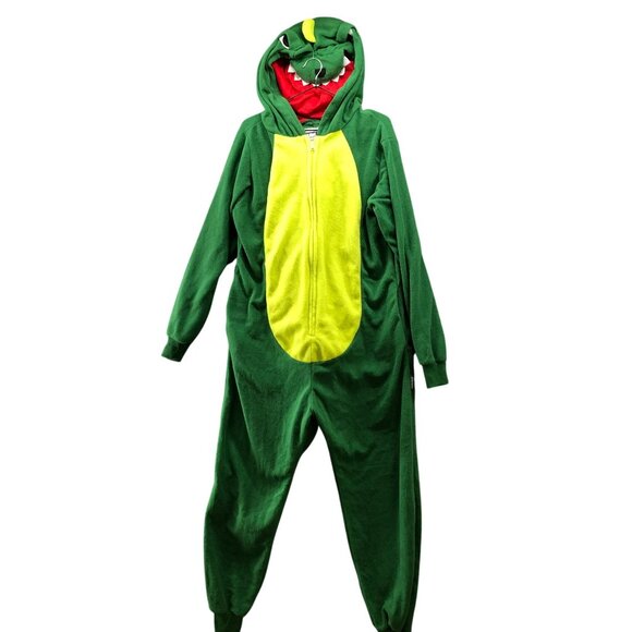 Funziez Adult Dinosaur Costume Size S Unisex Green Alligator Plush Fleece - Picture 1 of 9